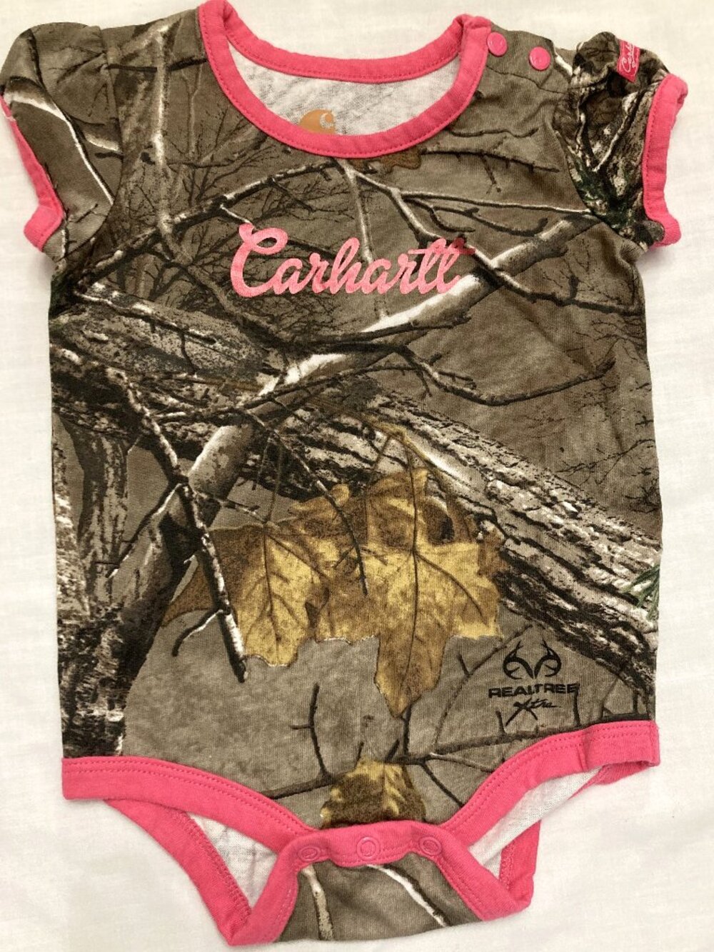 Carhartt One Piece Bodysuit Camo Infant Girl Size 6M Hunting Realtree Xtra Pink